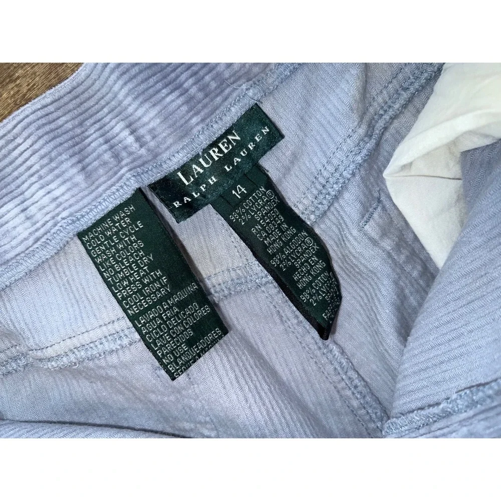Women's Lauren Ralph Lauren Light Blue Velour Corduroy Pants SZ 14‎ ALTERED